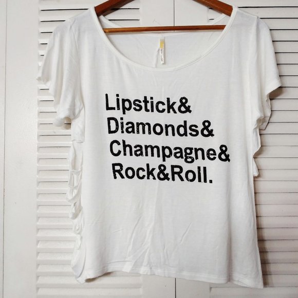 Ocasion Tops - Lipstick & Diamonds & Champagne & Rock&Roll Top L